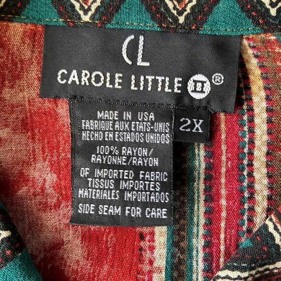 Vintage Carole Little 2X Boho Southwestern Tunic Top Tribal Boho Artsy - Picture 5 of 11